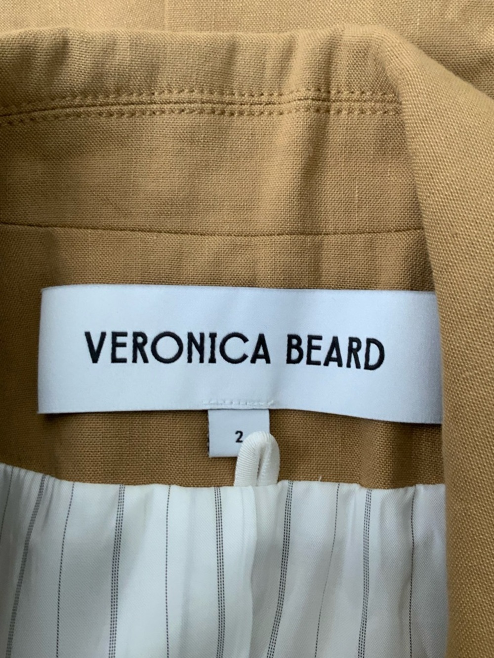 VERONICA BEARD Atwood Short Sleeve Linen Blend Dickey Jacket Tan Khaki Size 2 - Picture 5 of 10